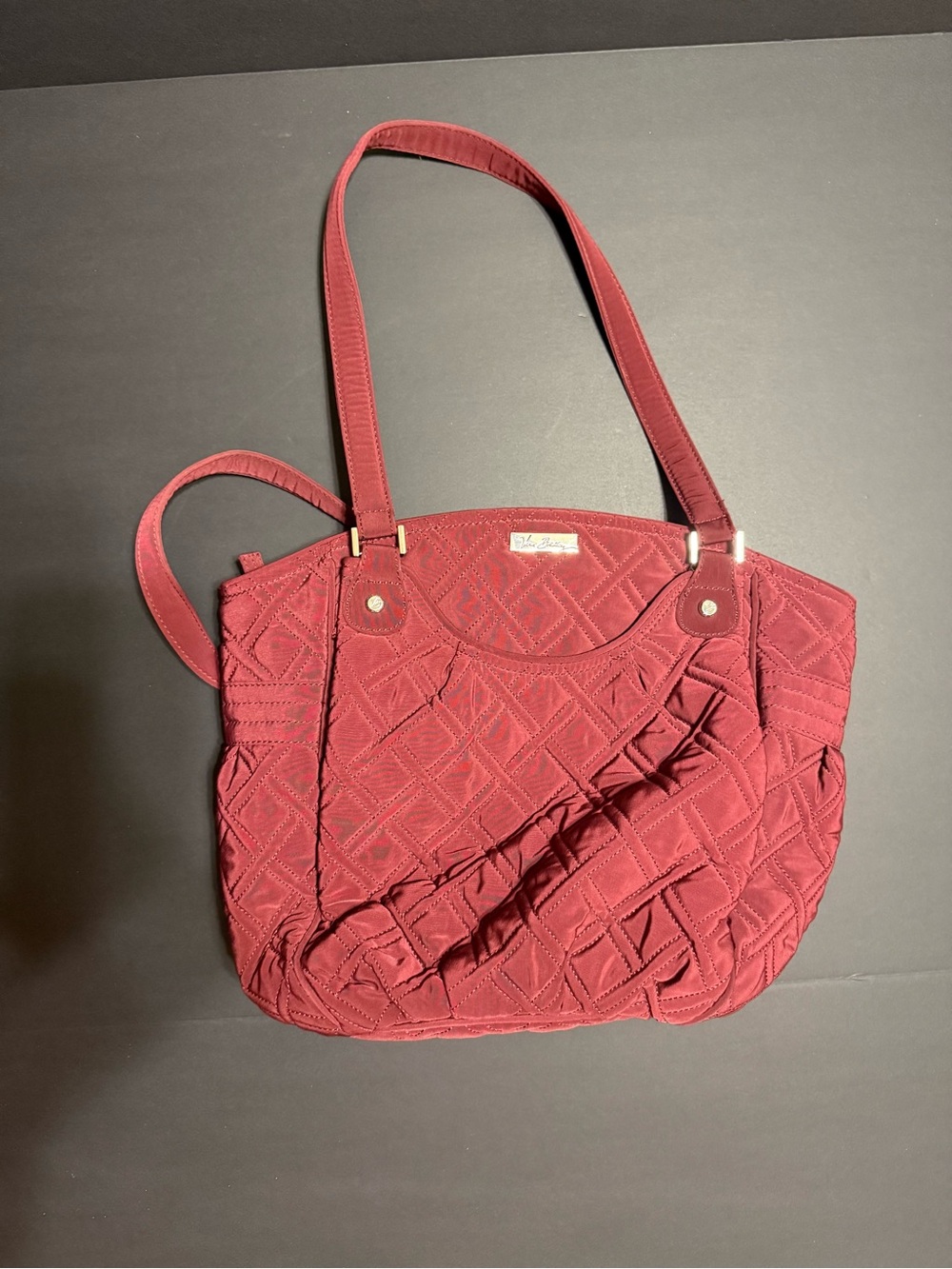 Vera Bradley Quilted Wine Red Shoulder Tote Bag
